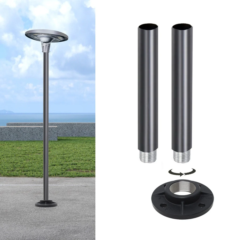 Black Aluminium Poles with base for Solar Garden Outdoor UFO Lights