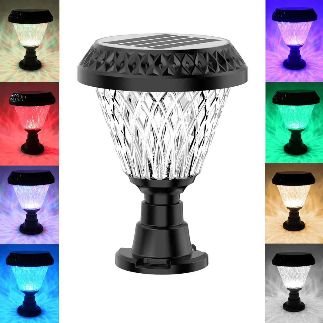 Solar Pillar light outdoor for Home Garden 33 LED Waterproof Gate Lamp 10W