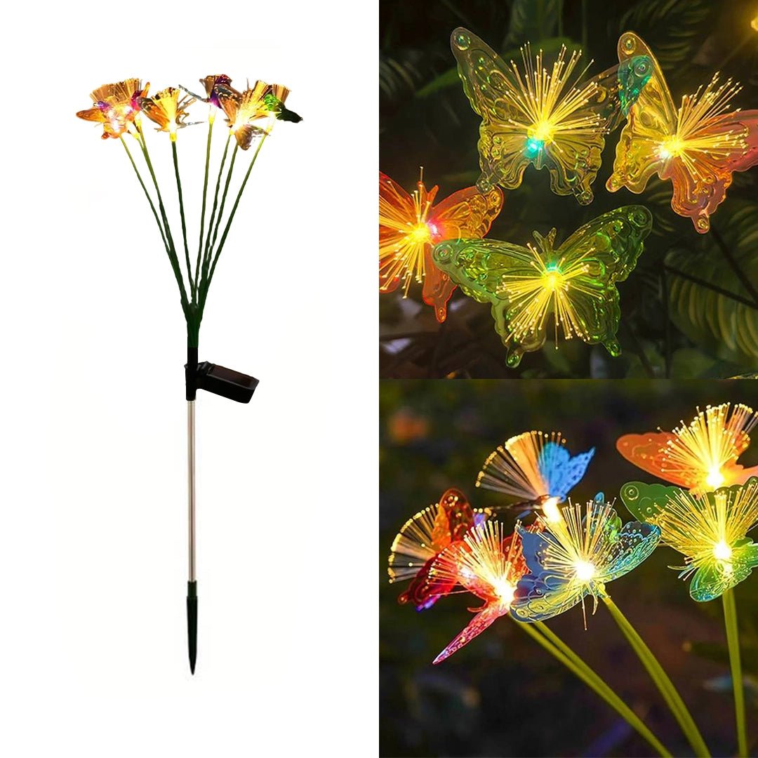 Solar Decorative Fibre Butterfly Light Warm White Color LED Waterproof