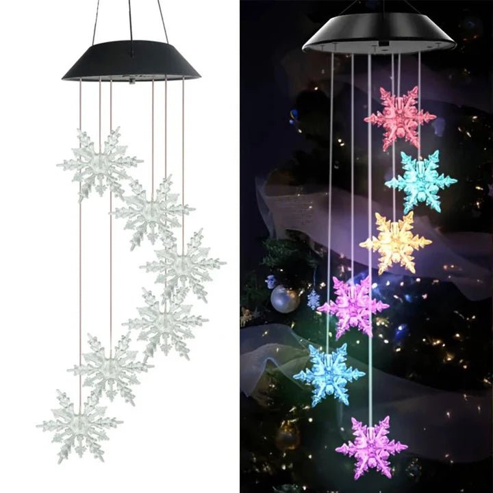Solar Powered Decorative Hanging Windchimes Light Snowflake Shaped Multicolor